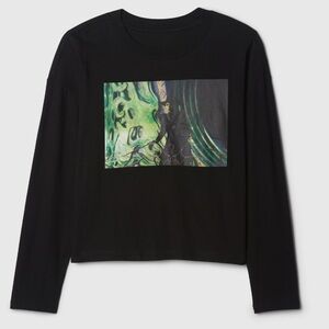 GAP Kids wicked oversized graphic long Sleeves T-Shirt Black M 8 Black.Girls New